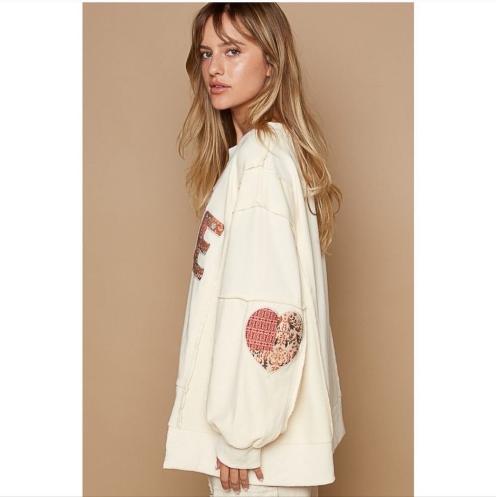 POL Cream 'LOVE' Patchwork Sweatshirt - Picture 3 of 6